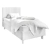 Altair Matt White Leather Small Double Bed With Stripe Headboard