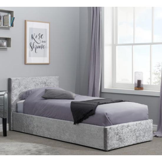 Orangeburg Chenille Fabric Storage Single Bed In Grey