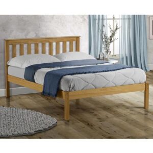 Danvers Wooden Low End King Size Bed In Antique Pine