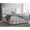 Hannover Ottoman Fabric Small Double Bed In Steel Crushed Velvet