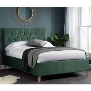 Laxly Fabric King Size Bed In Green