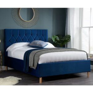 Laxly Fabric Ottoman King Size Bed In Blue