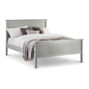 Madge Wooden King Size Bed In Dove Grey Lacquered