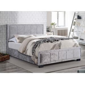 Hanover Fabric King Size Bed In Steel Crushed Velvet