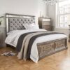 Opel Mirrored Wooden King Size Bed In Silver And Grey