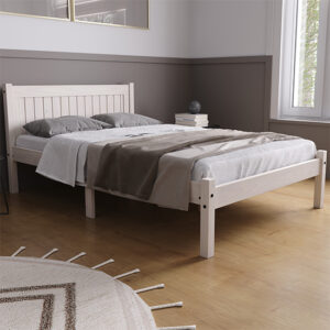 Ria Wooden Double Bed In White