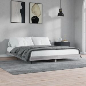 Gemma Wooden Double Bed In Grey Sonoma Oak With Black Legs