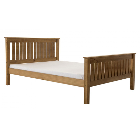 Maire High Foot End Pine Wooden Single Bed In Antique