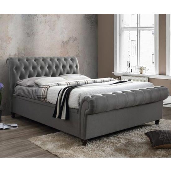 Castella Fabric Ottoman Double Bed In Grey