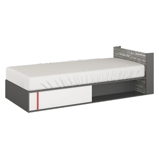 Palmer Kids Single Bed Right With Mattress In Matt White