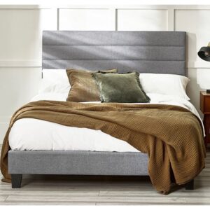 Milford Linen Fabric King Size Bed In Grey