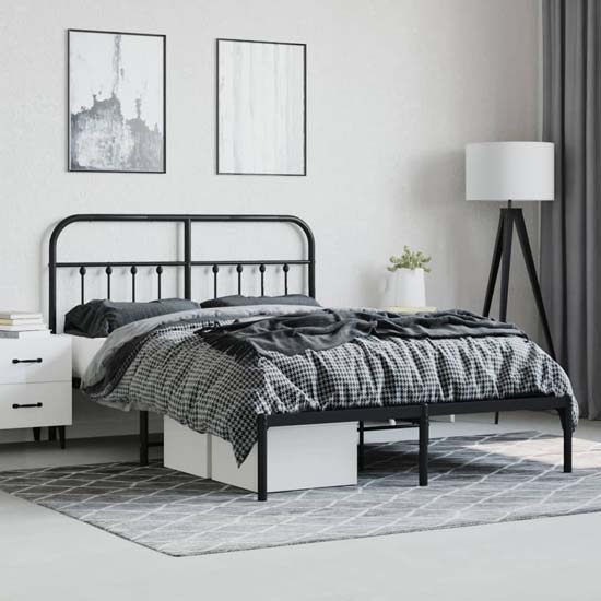 Carmel Metal Double Bed With Headboard In Black