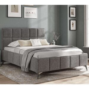 Arvada Fabric Double Bed In Dark Grey