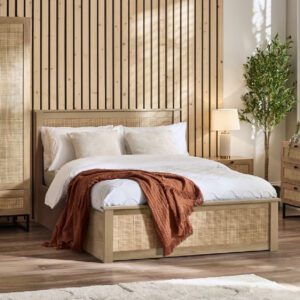 Pabla Wooden Storage Ottoman King Size Bed In Oak