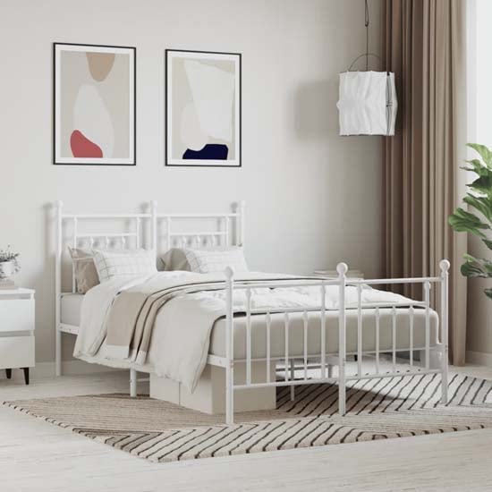 Attica Metal Small Double Bed In White