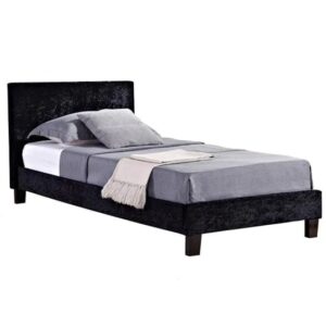 Berlins Fabric Single Bed In Black Crushed Velvet