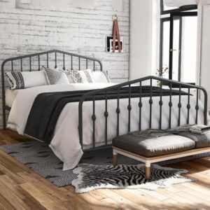 Brunswick Metal King Size Bed In Grey