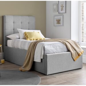 Candy Fabric Upholstered Ottoman Storage Single Bed In Grey