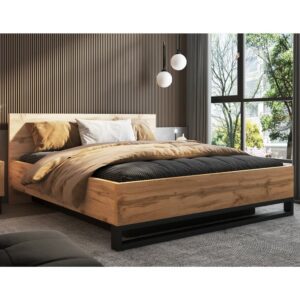 Hamburg Wooden Storage Ottoman Super King Size Bed In Wotan Oak