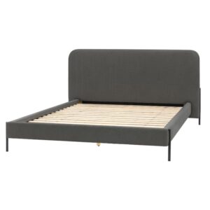 Odense Fabric King Size Bed With Black Legs In Grey